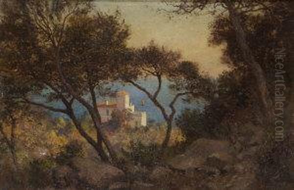 Thomas Hanbury's Villa At La Mortola, Italy Oil Painting by Richard Whately West