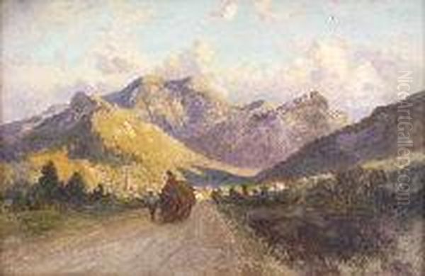 Sunset At Caressis, Piedmont, On The Road To Ceva (1896) Oil Painting by Richard Whately West