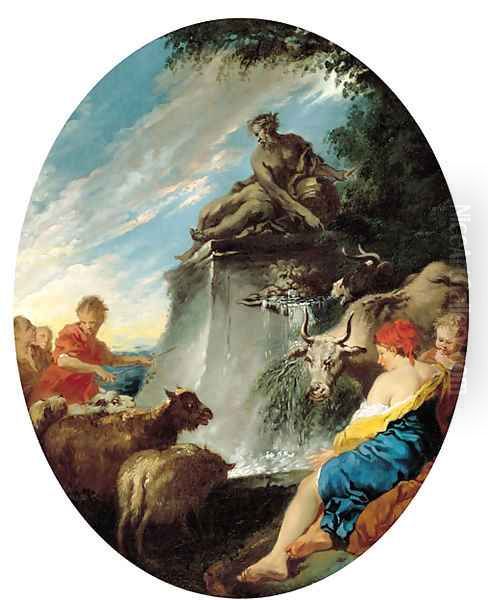 Les Bergers à la Fontaine Oil Painting by Francois Boucher