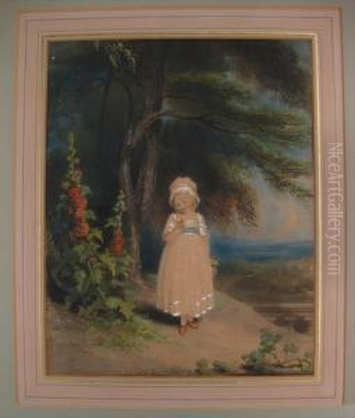 Young Girl In A Landscape Oil Painting by Richard Westall