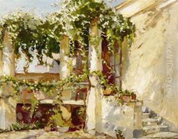 A Street At Capri In The Summer Oil Painting by Constantin Alexandr. Westchiloff