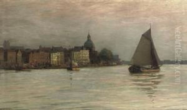 The City Of Dordrecht With The Groothoofdspoort Oil Painting by Fritz Westendorp