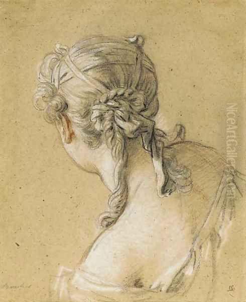 Head of a woman seen from behind Oil Painting by Francois Boucher