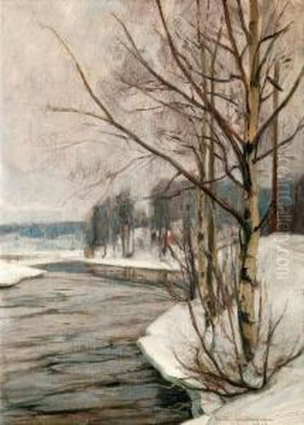 Birches In Early Spring Oil Painting by Victor Westerholm