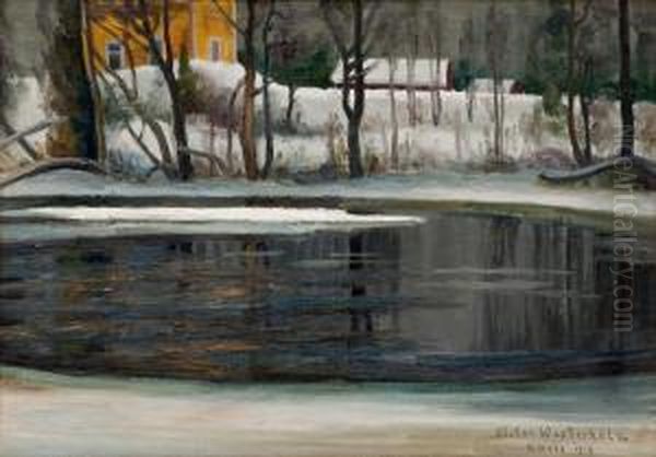 Winter View Oil Painting by Victor Westerholm