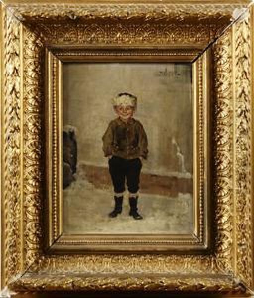 Gosse I Vinterkladsel Oil Painting by Ingeborg Westfelt-Eggertz