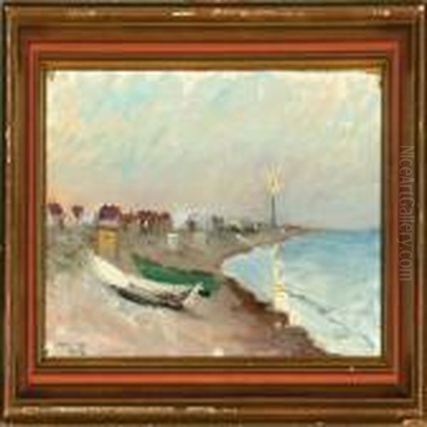 Evening Atmosphere At Skagen Beach, Denmark. Signed And Dated I. We. Skagen 06 Oil Painting by Ingeborg Westfelt-Eggertz