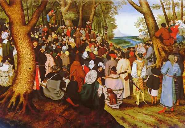 A LandScape With Saint John The Baptist Preaching Oil Painting by Pieter The Younger Brueghel