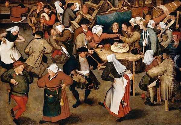 The Wedding Dance in a Barn c. 1616 Oil Painting by Pieter The Younger Brueghel