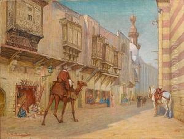 A Cairo Street Oil Painting by John Weston Brooke