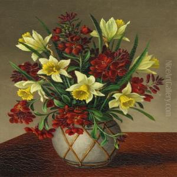 Still Life With Flowers In A Vase Oil Painting by Anna Westphal