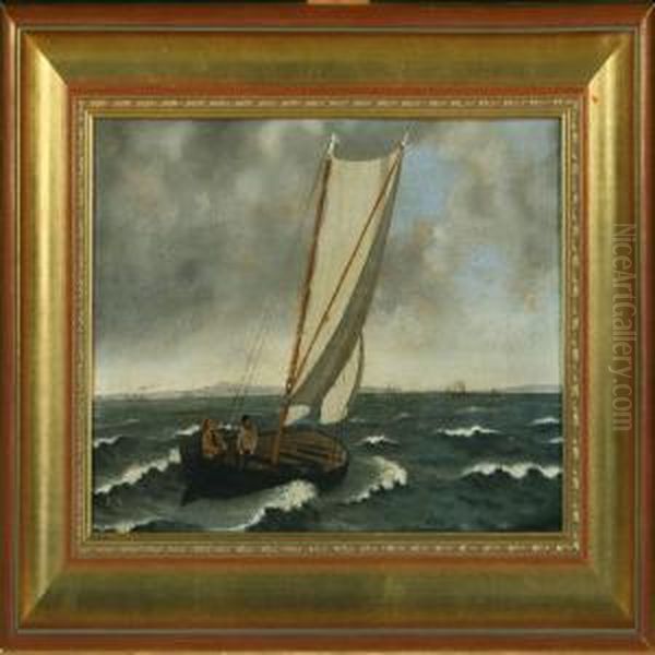 Seascapewith Sailing Ships Oil Painting by Friedrich Westphal