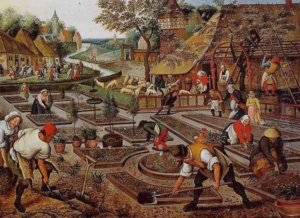 Preparation of the Flower Beds Oil Painting by Pieter The Younger Brueghel