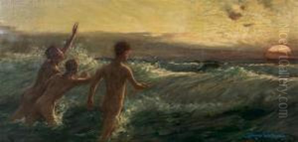 The Bathers Oil Painting by George Faulkner Wetherbee