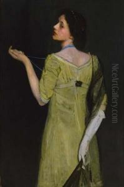 ''girl In Yellow'' Oil Painting by Elisha Kent Kane Wetherill