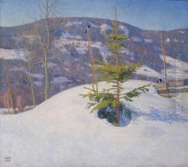 Et Grantre, Vinter Oil Painting by Wilhelm Wetlesen