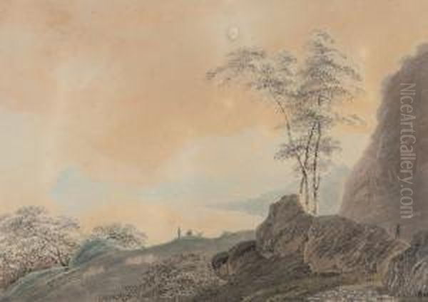 Lago Di Lugano Oil Painting by Johann Jakob Wetzel