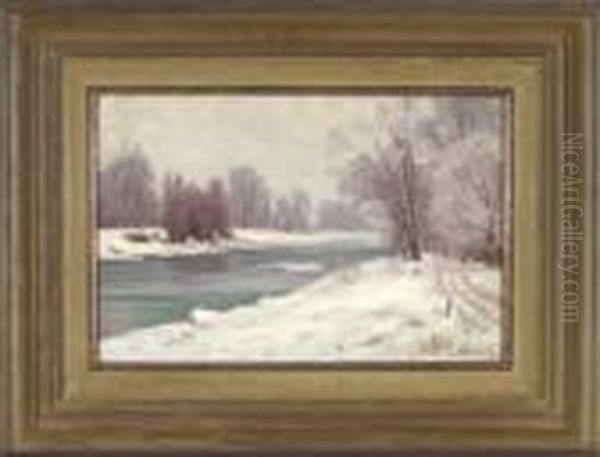 Winter Am Innufer Bei Rosenheim Oil Painting by Adalbert Wex