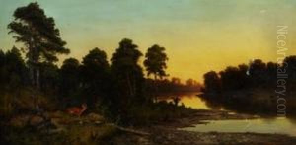 Abenddammerung Am Wasser Oil Painting by Willibald Wex