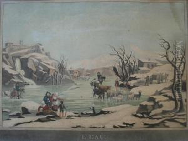 L'eau; La Terre Oil Painting by Friedrich-Georg Wexelberg