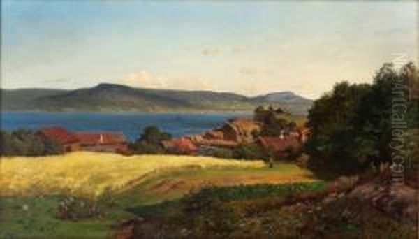 Fra Mjosa 1881 Oil Painting by Christian Delphin Wexelsen