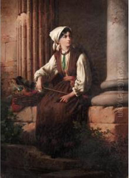 An Eastern Beauty Oil Painting by Julius Weyde