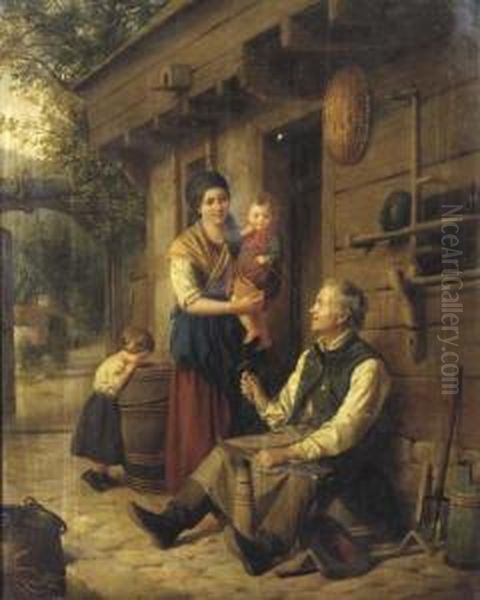 Tending To The Tools Oil Painting by Julius Weyde