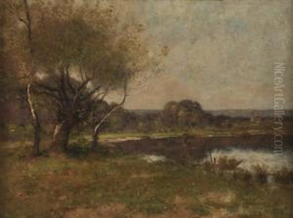 Spring Landscape With Pond And Boat Oil Painting by Max Weyl