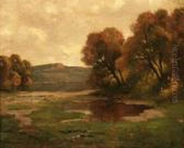 Autumn Landscape With View Of A River Oil Painting by Max Weyl