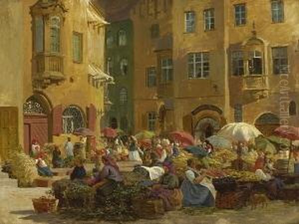 Gemusemarkt In Nurnberg. Oil Painting by Karl Weysser