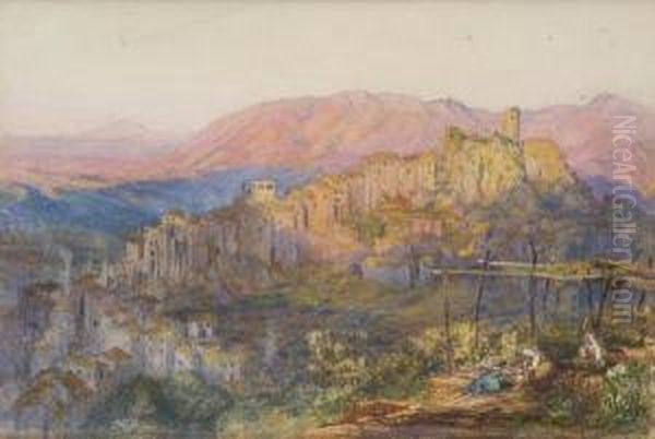 Veduta Di Olevano Oil Painting by Henry Clarence Whaite