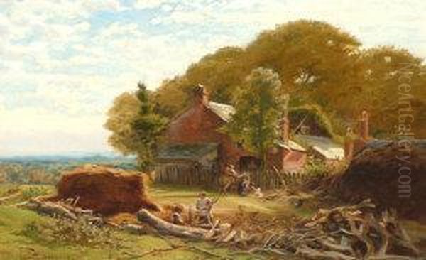 The Cottager's Yard Oil Painting by James Whaite