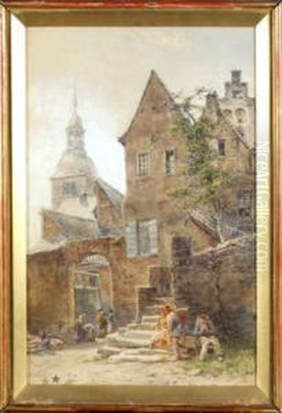 Old Houses By The Moselle Oil Painting by James Whaite