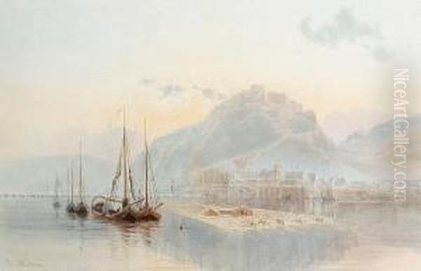 Ehrenbreistein Fortress On The Rhine Oil Painting by James Whaite