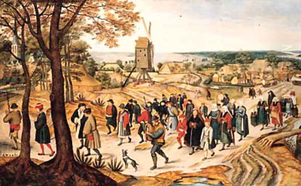 A wedding procession Oil Painting by Pieter The Younger Brueghel