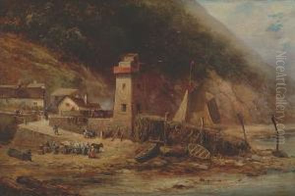 Lynmouth Quay Oil Painting by Henry Whatley