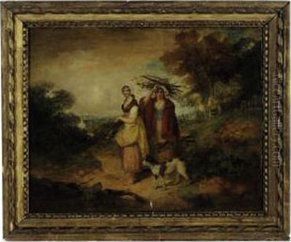 Wood Gatherers And Their Dog On The Road Home Oil Painting by Francis Wheatley