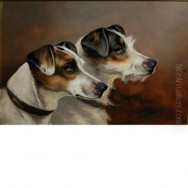 Terriers In Profile Oil Painting by John Arnold Wheeler