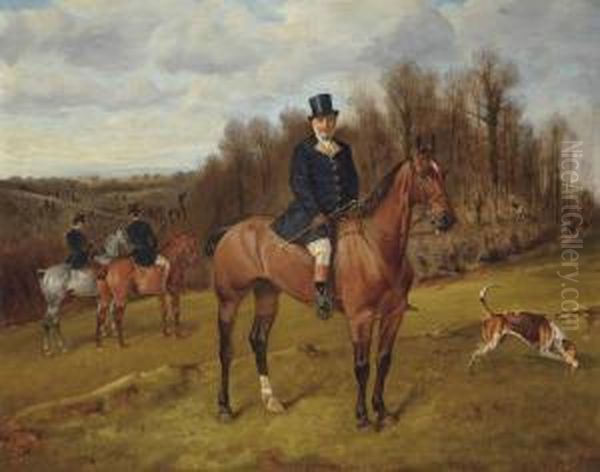 His Grace The Duke Of Beaufort, On A Bay Hunter Oil Painting by John Arnold Wheeler