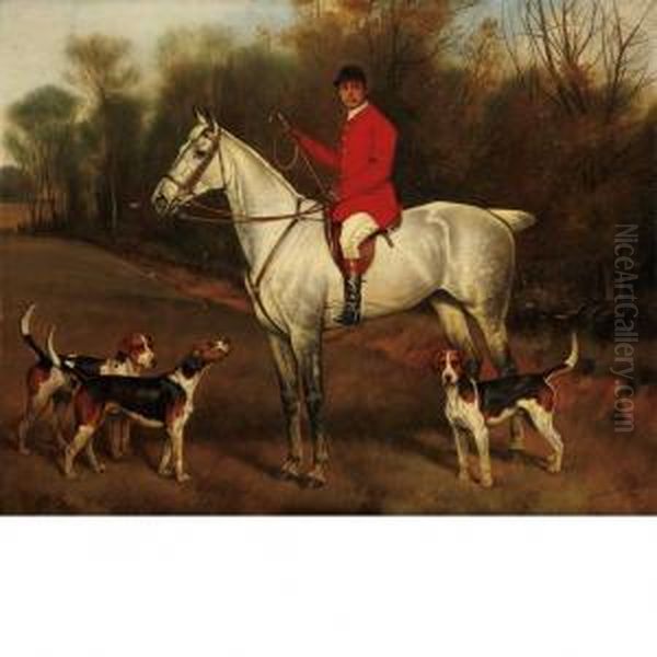 Huntsman With Foxhounds Oil Painting by John Arnold Wheeler