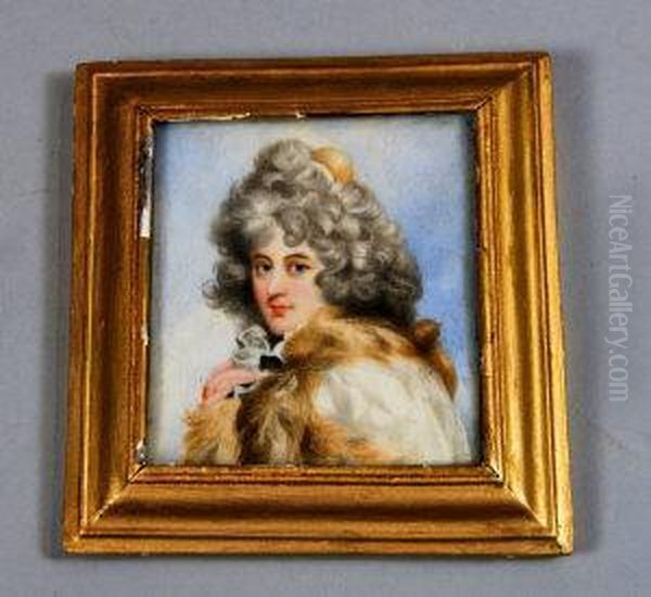 A Portrait Miniature Ofelizabeth Farren Oil Painting by William Henry Wheelwright