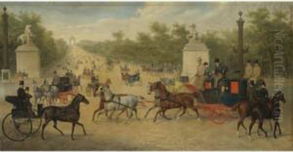 Riders On The Champ Elysees Oil Painting by William Henry Wheelwright