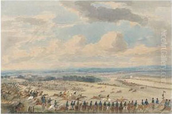 The Derby Stakes, Tattenham Hill Oil Painting by C. John Mayle Whichelo