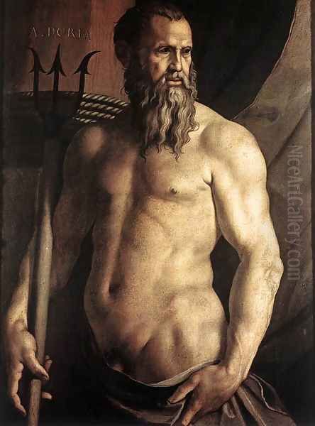 Portrait of Andrea Doria as Neptune 1550-55 Oil Painting by Agnolo Bronzino