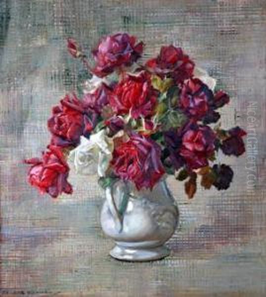 Roses In Full Bloom Oil Painting by George Whinnen