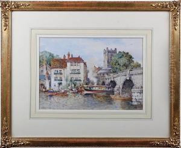 Henley Bridge And The Angel Hotel Oil Painting by John Whipple