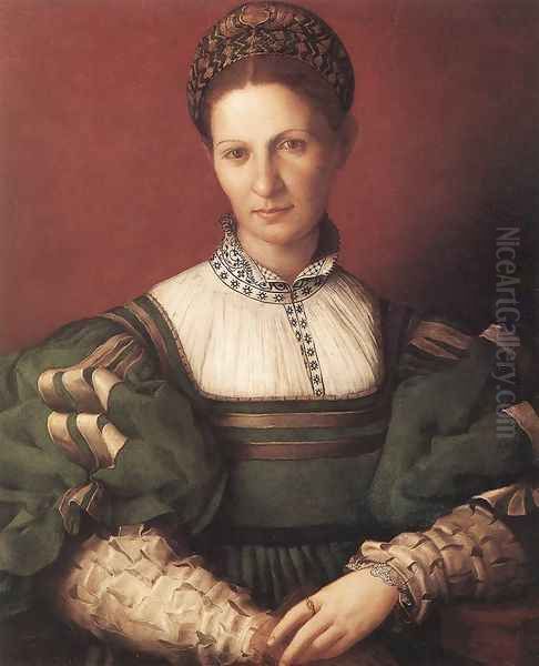 Portrait of a Lady in Green, 1530-32 Oil Painting by Agnolo Bronzino