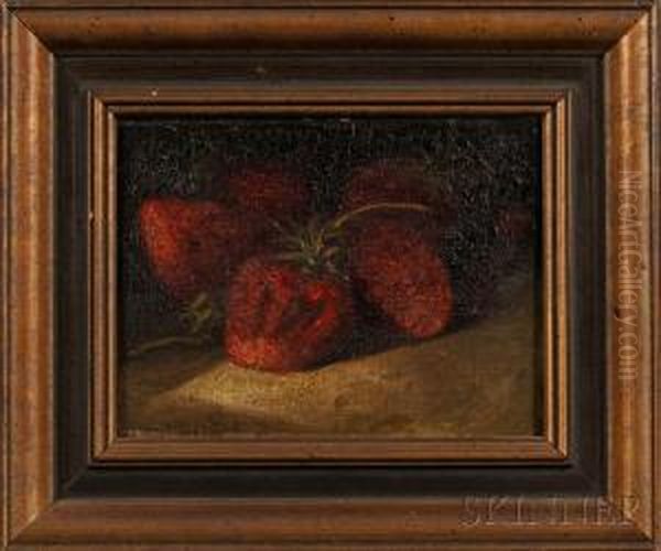 Still Life With Strawberries Oil Painting by George William Whitaker