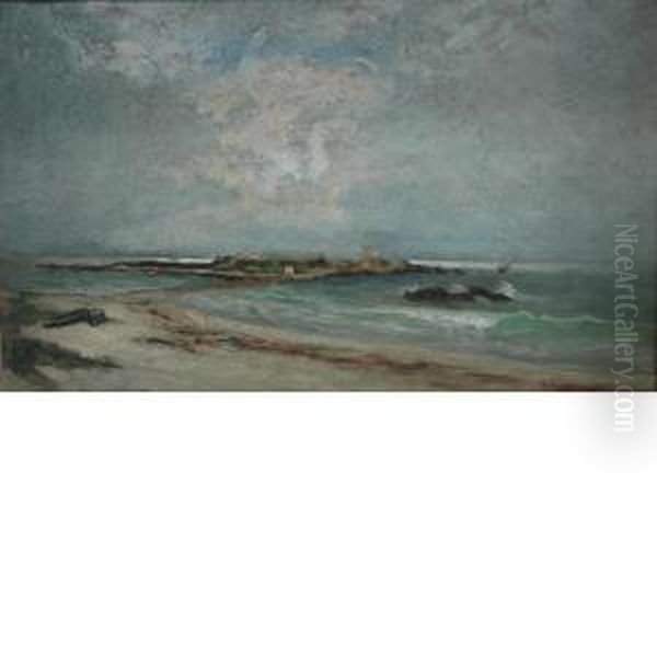 Seascape In Light Haze Oil Painting by George William Whitaker