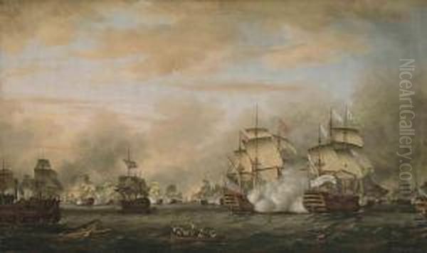 The Battle Of The Saintes, 9-12 April 1782 Oil Painting by Thomas Whitcombe